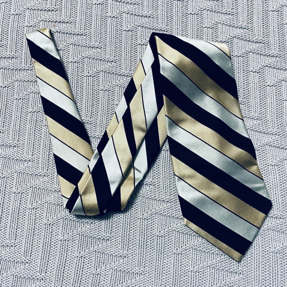 Calvin Klein gold metallic striped silk tie